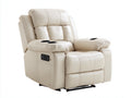 Sillones reclinables de piel sintética 98x92x108 cm - crema - sillón de relax con portavasos integrados