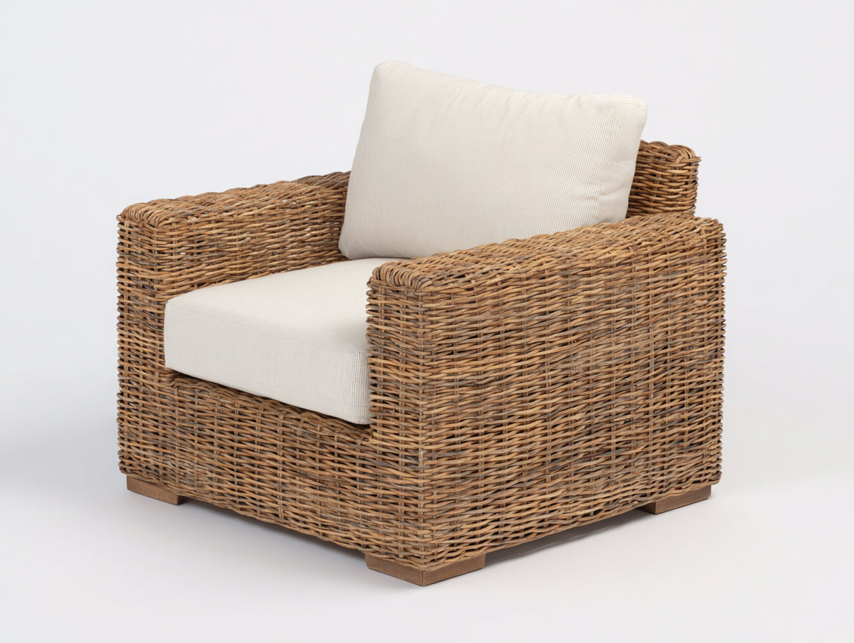 Sillones de ratán natural 90x85x80 cm - natural-beige - diseño robusto para jardín