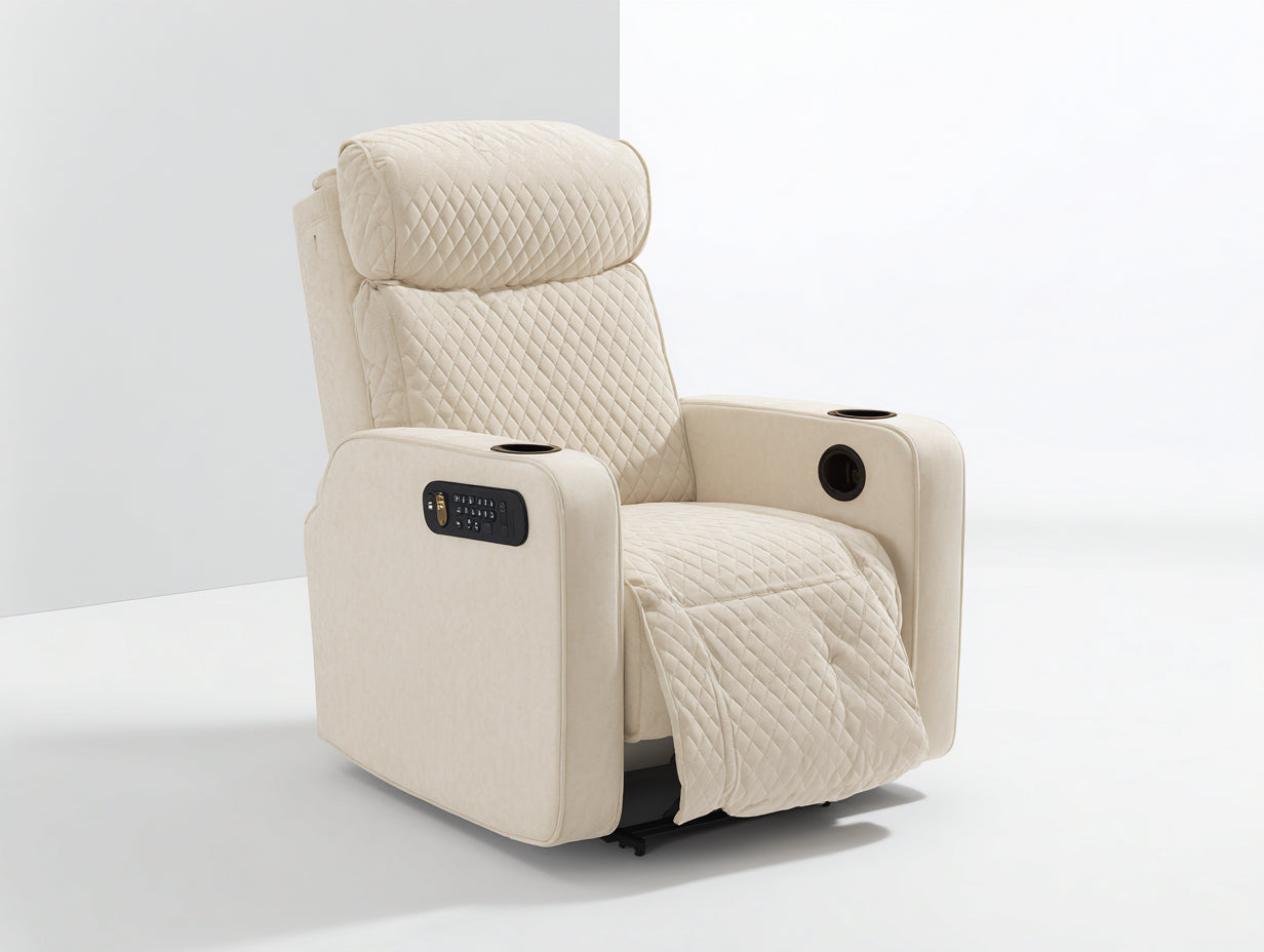 Sillón reclinable tela acolchada 105x90x105 cm - beige - diseño contemporáneo