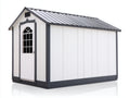 Casetas de jardín de madera 275x175x225 cm - blanco y gris oscuro - diseño clásico con 1 puerta
