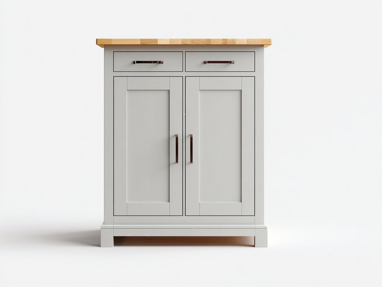 Aparadores madera 100x40x115 cm - gris claro-natural - con puertas y cajones