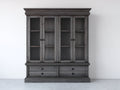 Vitrinas madera 180x45x210 cm - gris oscuro - con puertas de cristal