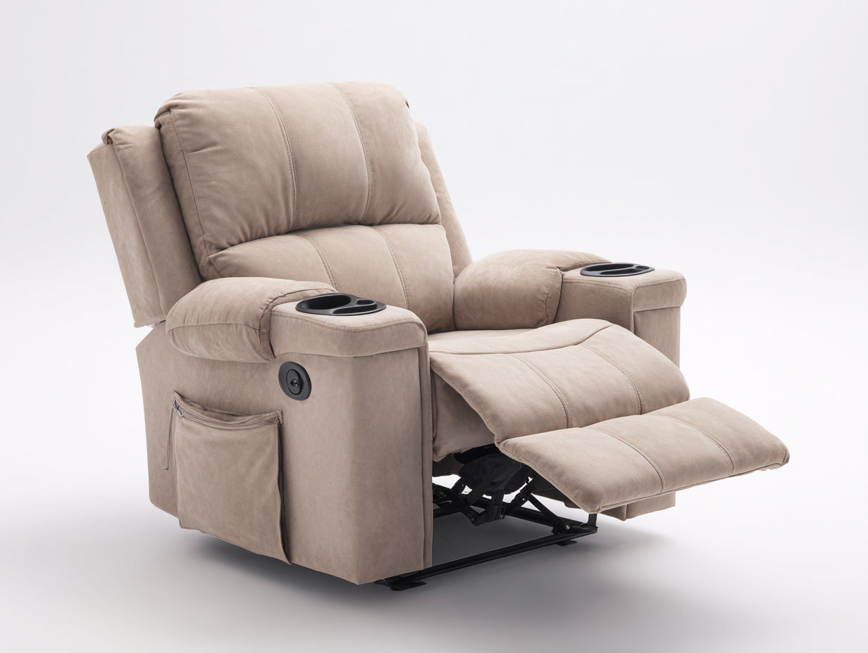 Sillones reclinables 98x94x108 cm de tela - beige - estilo moderno con reposapiés