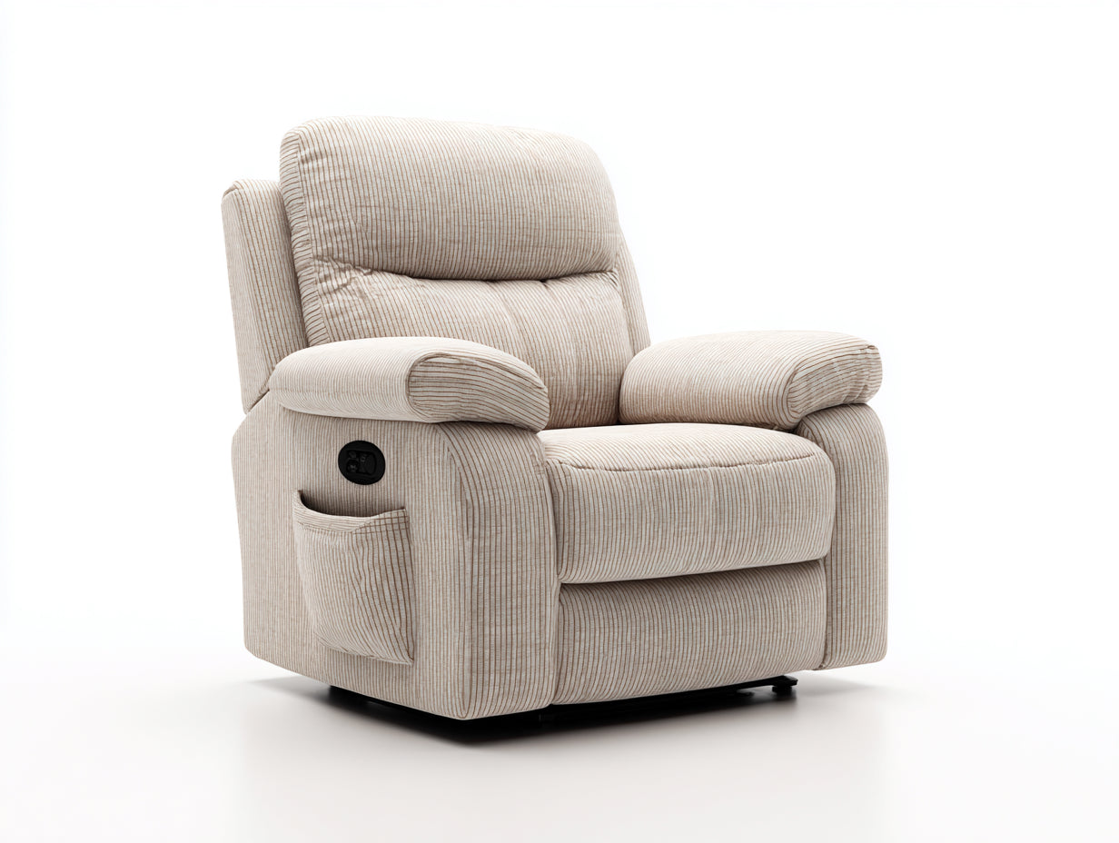 Sillones reclinables de tela 92x96x104 cm - crema - con mando lateral