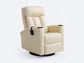 Sillones reclinables cuero sintético 88x92x110 cm - Crema-Negro - Diseño acolchado con portavasos