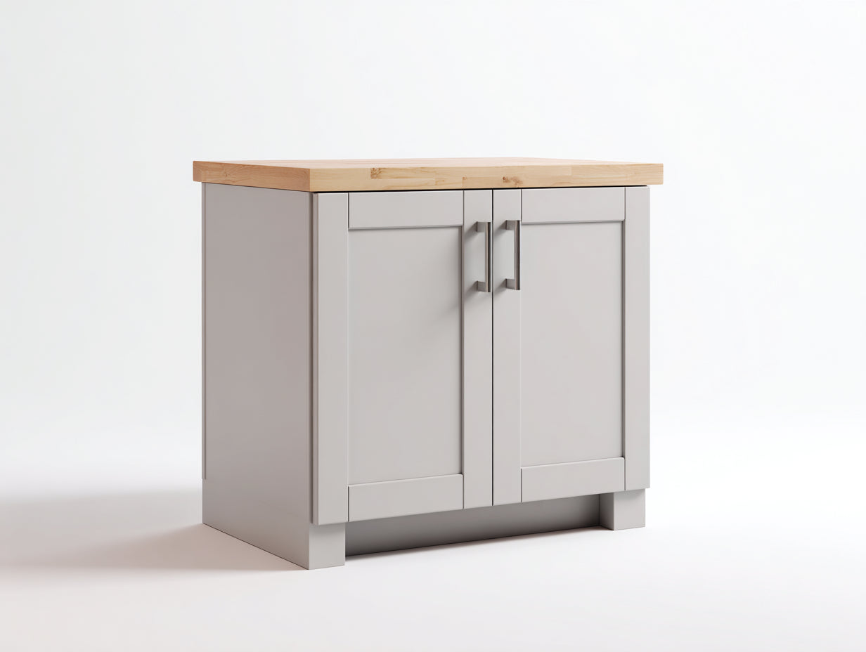 Aparadores madera 105x42x86 cm - gris claro-natural - con puertas