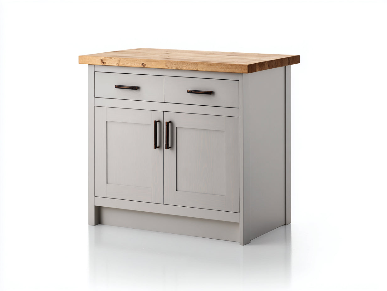 Aparador de madera 110x45x90 cm - gris y natural - diseño moderno con 2 puertas y 2 cajones