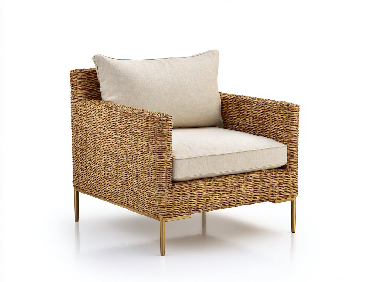 Sillones de ratán natural 88x84x80 cm - natural-beige - diseño contemporáneo para terraza