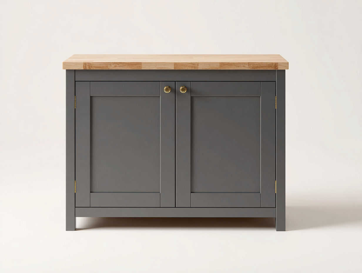 Aparadores madera 118x42x88 cm - gris-natural - con puertas