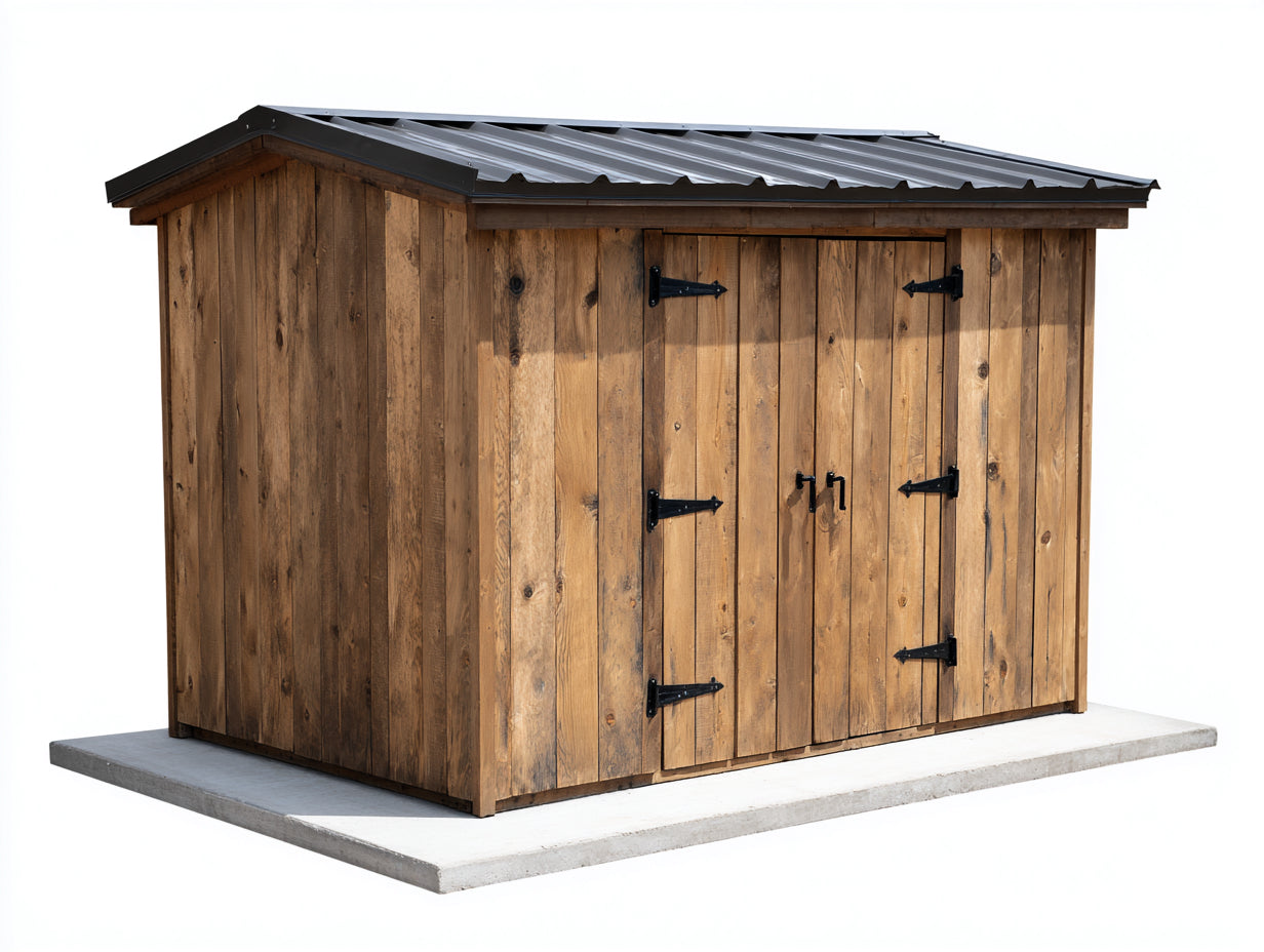 Casetas de jardín de madera 260x180x200 cm - marrón natural-negro - cobertizo exterior con techo metálico