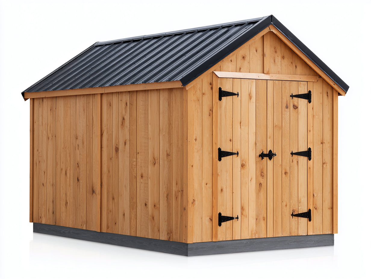 Casetas de jardín de madera 280x220x230 cm - natural-negro - cobertizo exterior con techo metálico