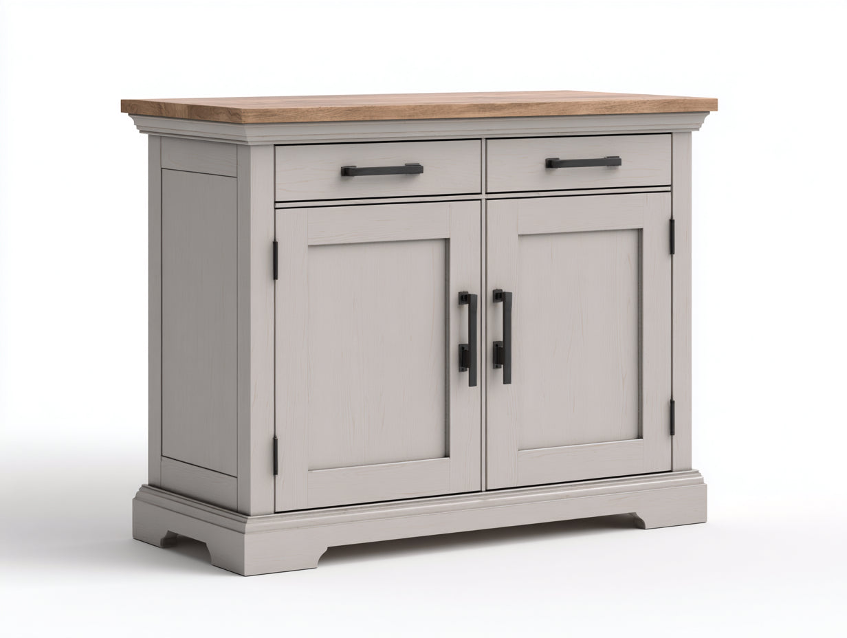 Aparador de madera 120x45x88 cm - crema y natural - con puertas y cajones